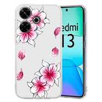 For Xiaomi Redmi 13 4G Colored Drawing Pattern Transparent TPU Phone Case(Sakura)