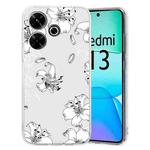 For Xiaomi Redmi 13 4G Colored Drawing Pattern Transparent TPU Phone Case(White Flower)