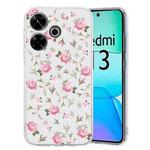 For Xiaomi Redmi 13 4G Colored Drawing Pattern Transparent TPU Phone Case(Pink Floral)