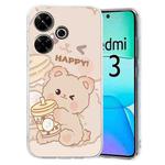 For Xiaomi Redmi 13 4G Colored Drawing Pattern Transparent TPU Phone Case(Bear)