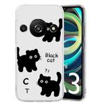 For Xiaomi Redmi A3 Colored Drawing Pattern Transparent TPU Phone Case(Black Cat)