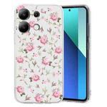 For Xiaomi Redmi Note 13 4G Colored Drawing Pattern Transparent TPU Phone Case(Pink Floral)