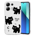 For Xiaomi Redmi Note 13 5G Colored Drawing Pattern Transparent TPU Phone Case(Black Cat)