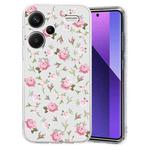 For Xiaomi Redmi Note 13 Pro+ Colored Drawing Pattern Transparent TPU Phone Case(Pink Floral)