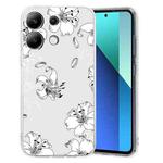 For Xiaomi Redmi Note 13 Pro 4G Colored Drawing Pattern Transparent TPU Phone Case(White Flower)