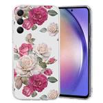 For Samsung Galaxy S23 FE 5G Colored Drawing Pattern Transparent TPU Phone Case(Peony)