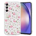 For Samsung Galaxy S23 FE 5G Colored Drawing Pattern Transparent TPU Phone Case(Pink Floral)