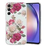 For Samsung Galaxy S24+ 5G Colored Drawing Pattern Transparent TPU Phone Case(Peony)