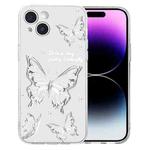 For iPhone 14 Colored Drawing Pattern Transparent TPU Phone Case(Butterflies)