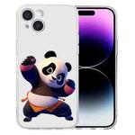 For iPhone 15 Plus Colored Drawing Pattern Transparent TPU Phone Case(Panda)