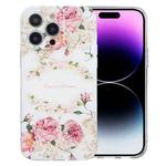 For iPhone 16 Pro Colored Drawing Pattern Transparent TPU Phone Case(Rose)