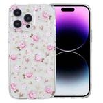 For iPhone 16 Pro Colored Drawing Pattern Transparent TPU Phone Case(Pink Floral)