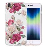 For iPhone SE 2022 / SE 2020 / 8 / 7 Colored Drawing Pattern Transparent TPU Phone Case(Peony)