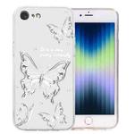 For iPhone SE 2022 / SE 2020 / 8 / 7 Colored Drawing Pattern Transparent TPU Phone Case(Butterflies)