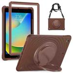 For iPad 10.2 2021 / 2020 / 2019 Rotation Handle Holder Silicone Hybrid PC Tablet Case(Chocolate)