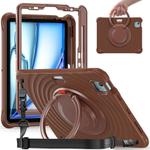 For iPad Air 11 2025 / 2024 Rotation Handle Holder Silicone Hybrid PC Tablet Case(Chocolate)
