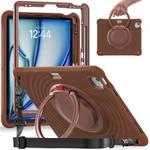 For iPad Air 13 2025 / 2024 Rotation Handle Holder Silicone Hybrid PC Tablet Case(Chocolate)