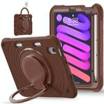 For iPad mini 2024 / mini 6 Rotation Handle Holder Silicone Hybrid PC Tablet Case(Chocolate)