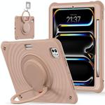 For iPad Pro 11 2024 Rotation Handle Holder Silicone Hybrid PC Tablet Case(Light Coffee)
