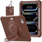 For iPad Pro 11 2024 Rotation Handle Holder Silicone Hybrid PC Tablet Case(Chocolate)