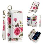 For iPhone 12 / 12 Pro POLA MagSafe Flower Multi-functional Zipper Wallet Leather Phone Case(Beige)