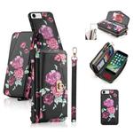 For iPhone 7 / 8 / SE 2022 POLA Flower Multi-functional Crossbody Zipper Wallet Leather Phone Case(Black)
