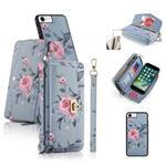 For iPhone 7 / 8 / SE 2022 POLA Flower Multi-functional Crossbody Zipper Wallet Leather Phone Case(Blue)