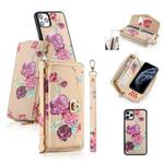 For iPhone 11 Pro Max POLA Flower Multi-functional Crossbody Zipper Wallet Leather Phone Case(Yellow)