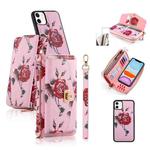 For iPhone 11 POLA Flower Multi-functional Crossbody Zipper Wallet Leather Phone Case(Pink)