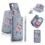 For iPhone 11 POLA Flower Multi-functional Crossbody Zipper Wallet Leather Phone Case(Blue)