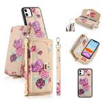 For iPhone 11 POLA Flower Multi-functional Crossbody Zipper Wallet Leather Phone Case(Yellow)
