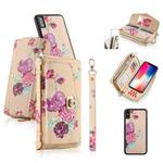 For iPhone X / XS POLA Flower Multi-functional Crossbody Zipper Wallet Leather Phone Case(Yellow)