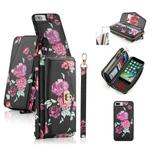 For iPhone 7 Plus / 8 Plus POLA Flower Multi-functional Crossbody Zipper Wallet Leather Phone Case(Black)