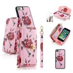 For iPhone 7 Plus / 8 Plus POLA Flower Multi-functional Crossbody Zipper Wallet Leather Phone Case(Pink)