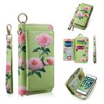 For iPhone 7 / 8 / SE 2022 POLA Flower Multi-functional Zipper Wallet Leather Phone Case(Green)