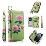 For iPhone 11 Pro Max POLA Flower Multi-functional Zipper Wallet Leather Phone Case(Green)