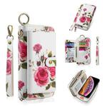 For iPhone X / XS POLA Flower Multi-functional Zipper Wallet Leather Phone Case(Beige)