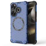 For Xiaomi Redmi Turbo 3 Honeycomb Magnetic Ring Shockproof Phone Case(Blue)