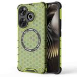 For Xiaomi Redmi Turbo 3 Honeycomb Magnetic Ring Shockproof Phone Case(Green)