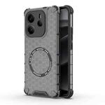 For Redmi Note 14 4G 163.25mm Global Honeycomb Magnetic Ring Shockproof Phone Case(Black)