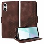 For Sony Xperia 10 VI Embossed Rhombus Starry Leather Phone Case(Brown)