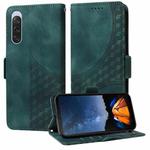 For Sony Xperia 10 V Embossed Rhombus Starry Leather Phone Case(Green)