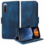 For Sony Xperia 10 V Embossed Rhombus Starry Leather Phone Case(Blue)