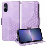 For Sony Xperia 5 VI Embossed Rhombus Starry Leather Phone Case(Purple)