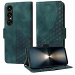 For Sony Xperia 1 VII Embossed Rhombus Starry Leather Phone Case(Green)