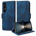 For Sony Xperia 1 VII Embossed Rhombus Starry Leather Phone Case(Blue)