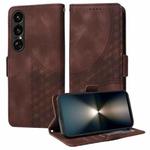 For Sony Xperia 1 VII Embossed Rhombus Starry Leather Phone Case(Brown)