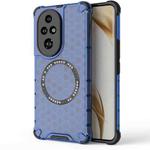 For Honor 200 Pro Honeycomb Magnetic Ring Shockproof Phone Case(Blue)