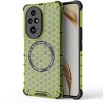 For Honor 200 Pro Honeycomb Magnetic Ring Shockproof Phone Case(Green)