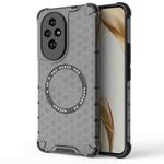 For Honor 200 Honeycomb Magnetic Ring Shockproof Phone Case(Black)